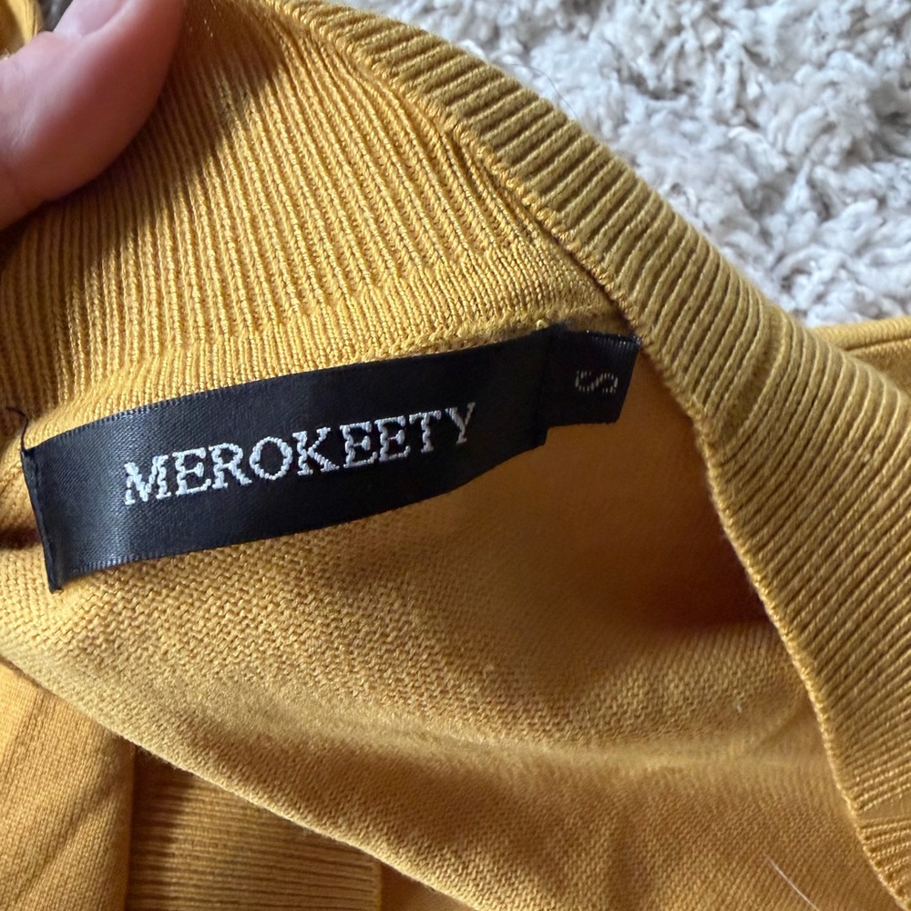 Mustard yellow pocketed long cute elegant Open Front Cardigan - Picture 6 of 6